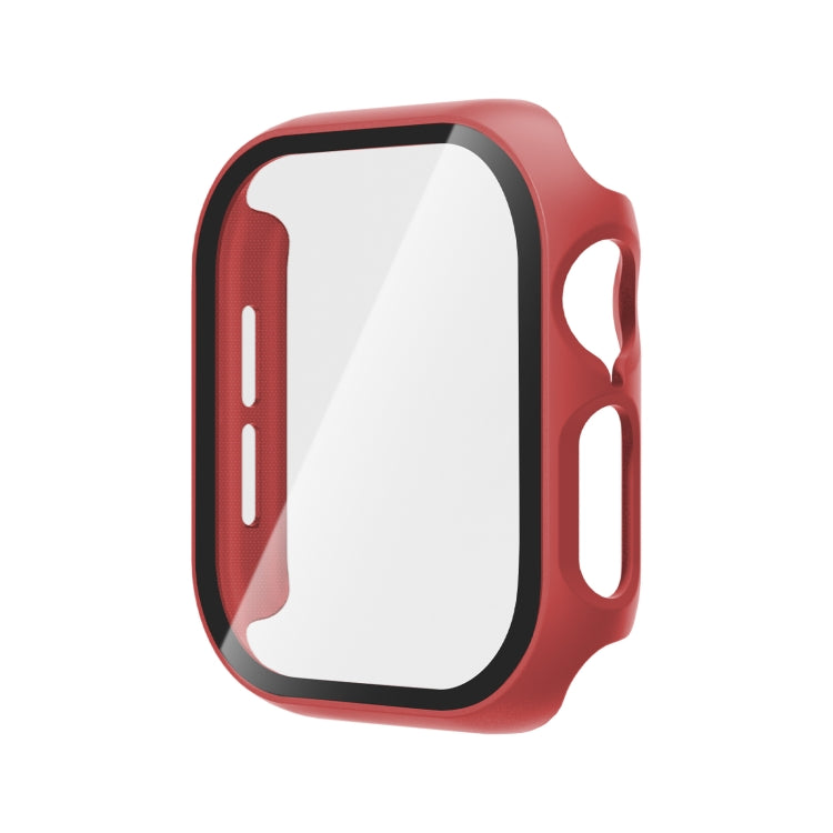 For Apple Watch Series 10 46mm Tempered Glass Film Integrated PC Watch Case(Red) - Watch Cases by PMC TechLife | Online Shopping South Africa | PMC TechLife | Buy Now Pay Later Mobicred