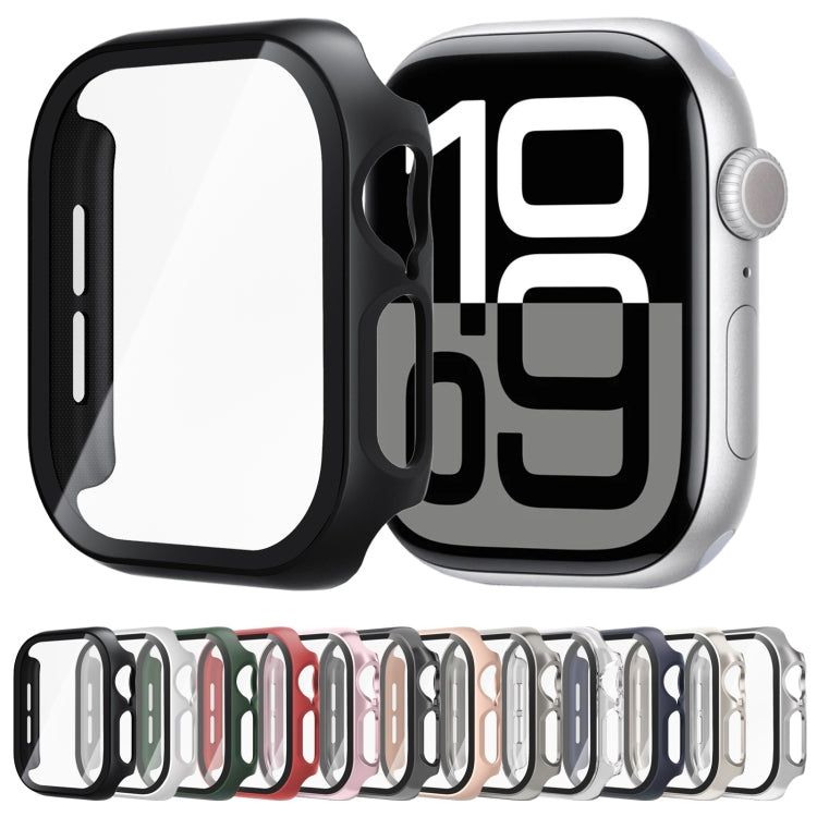 For Apple Watch Series 10 46mm Tempered Glass Film Integrated PC Watch Case(Red) - Watch Cases by PMC TechLife | Online Shopping South Africa | PMC TechLife | Buy Now Pay Later Mobicred