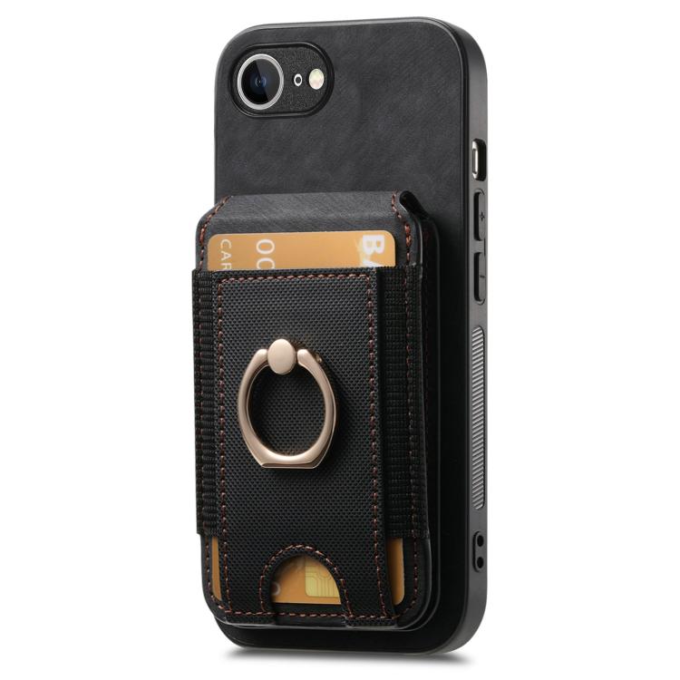 For iPhone 16e Retro Splitable Magnetic Stand Card Bag Leather Phone Case(Black) - iPhone 16e Cases by PMC TechLife | Online Shopping South Africa | PMC TechLife | Buy Now Pay Later Mobicred