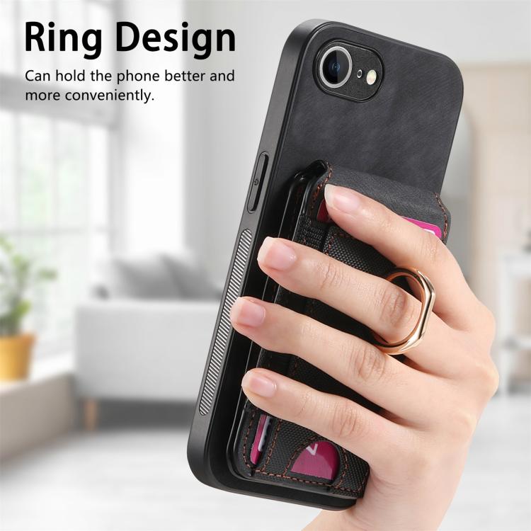 For iPhone 16e Retro Splitable Magnetic Stand Card Bag Leather Phone Case(Black) - iPhone 16e Cases by PMC TechLife | Online Shopping South Africa | PMC TechLife | Buy Now Pay Later Mobicred