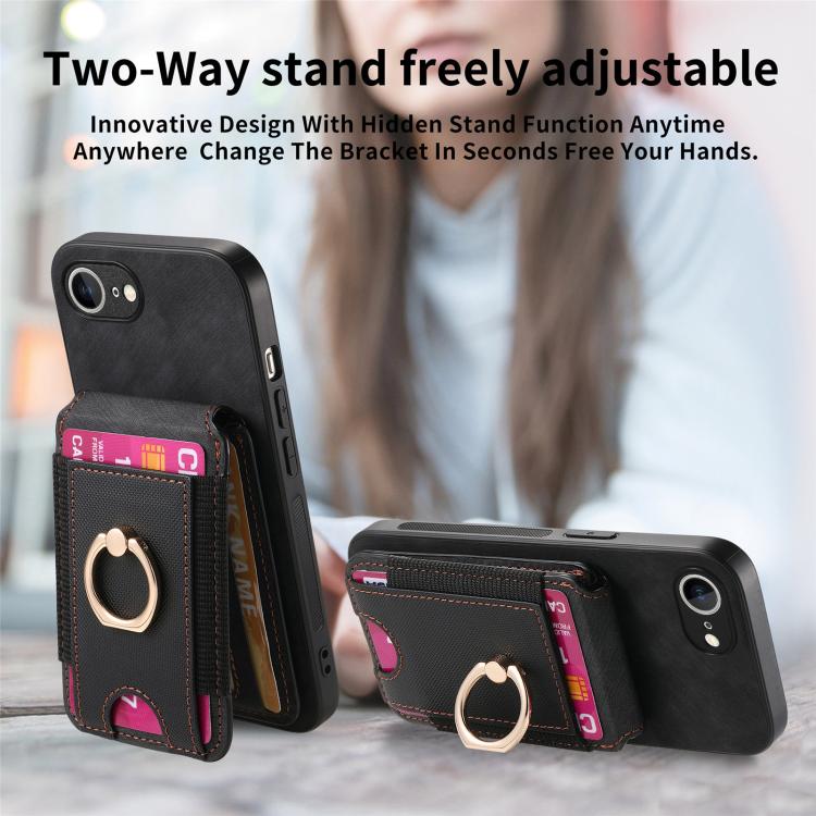 For iPhone 16e Retro Splitable Magnetic Stand Card Bag Leather Phone Case(Black) - iPhone 16e Cases by PMC TechLife | Online Shopping South Africa | PMC TechLife | Buy Now Pay Later Mobicred