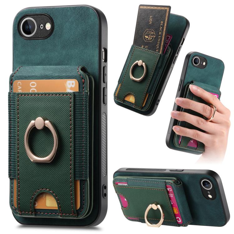 For iPhone 16e Retro Splitable Magnetic Stand Card Bag Leather Phone Case(Green) - free shipping - PMC TechLife - Order now!