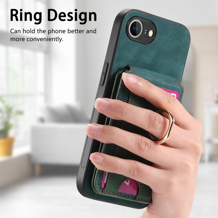 For iPhone 16e Retro Splitable Magnetic Stand Card Bag Leather Phone Case(Green) - free shipping - PMC TechLife - Order now!