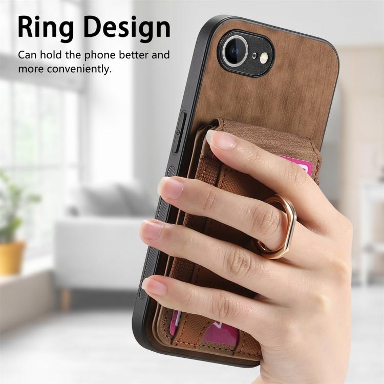 For iPhone 16e Retro Splitable Magnetic Stand Card Bag Leather Phone Case(Brown) - iPhone 16e Cases by PMC TechLife | Online Shopping South Africa | PMC TechLife | Buy Now Pay Later Mobicred