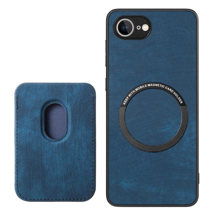 For iPhone 16e Retro Leather Card Bag Magnetic Phone Case(Blue) - free shipping - PMC TechLife - Order now!