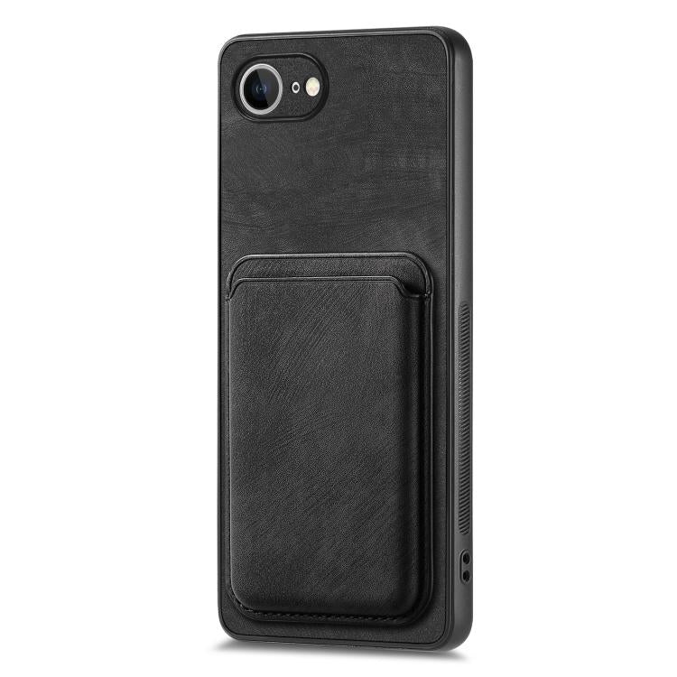 For iPhone 16e Retro Leather Card Bag Magnetic Phone Case(Black) - iPhone 16e Cases by PMC TechLife | Online Shopping South Africa | PMC TechLife | Buy Now Pay Later Mobicred