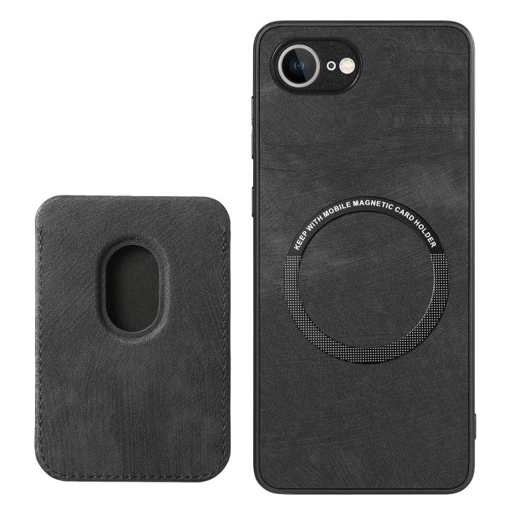 For iPhone 16e Retro Leather Card Bag Magnetic Phone Case(Black) - iPhone 16e Cases by PMC TechLife | Online Shopping South Africa | PMC TechLife | Buy Now Pay Later Mobicred
