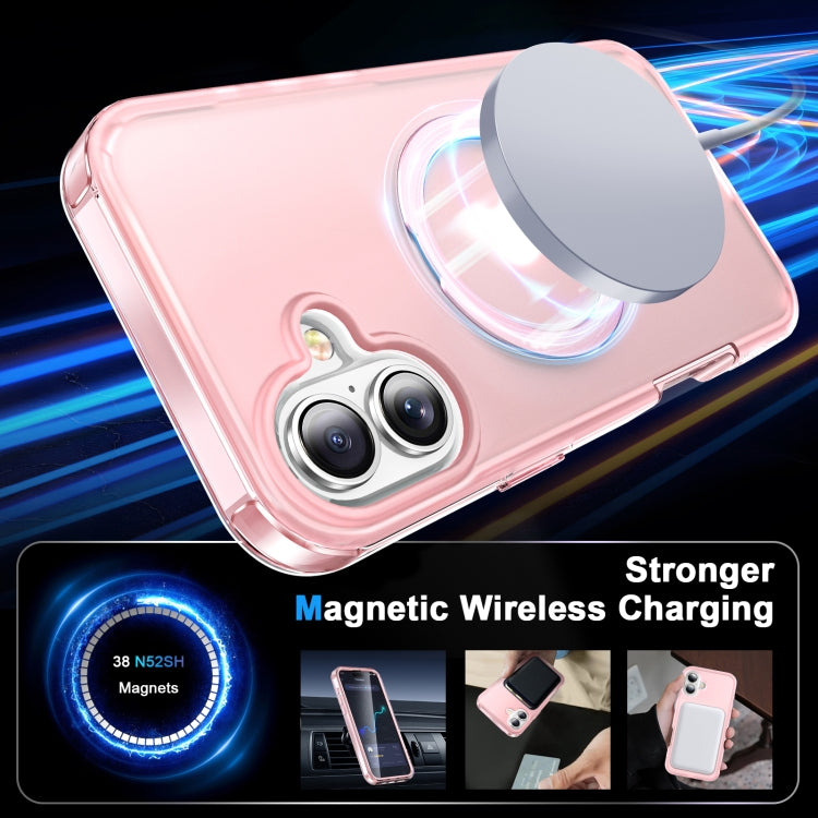 For iPhone 16 Plus Frosted Skin Feel MagSafe Holder 360 Full Body Phone Case(Pink) - free shipping - PMC Jewellery - Order now!