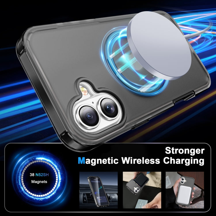 For iPhone 16 Plus Frosted Skin Feel MagSafe Holder 360 Full Body Phone Case(Black) - free shipping - PMC Jewellery - Order now!