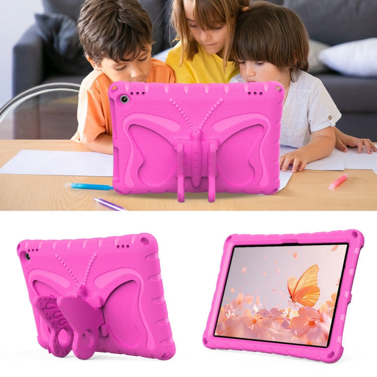 For Amazon Kindle Fire Max 11 2023 Butterfly Bracket EVA Shockproof Tablet Case(Rose Red) - Amazon by PMC TechLife | Online Shopping South Africa | PMC TechLife | Buy Now Pay Later Mobicred