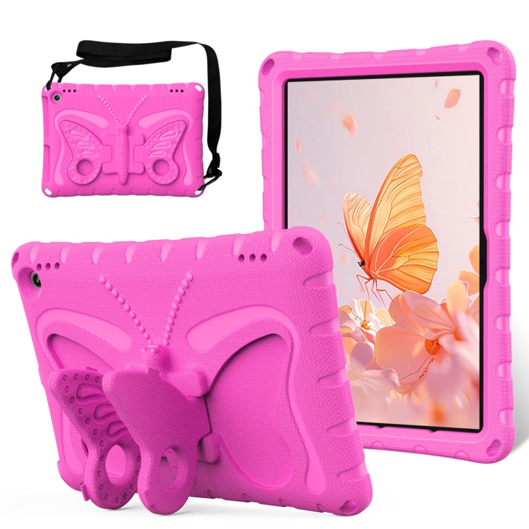For Amazon Kindle Fire HD10 2021/2023 Butterfly Bracket EVA Shockproof Tablet Case(Rose Red) - Amazon by PMC TechLife | Online Shopping South Africa | PMC TechLife | Buy Now Pay Later Mobicred