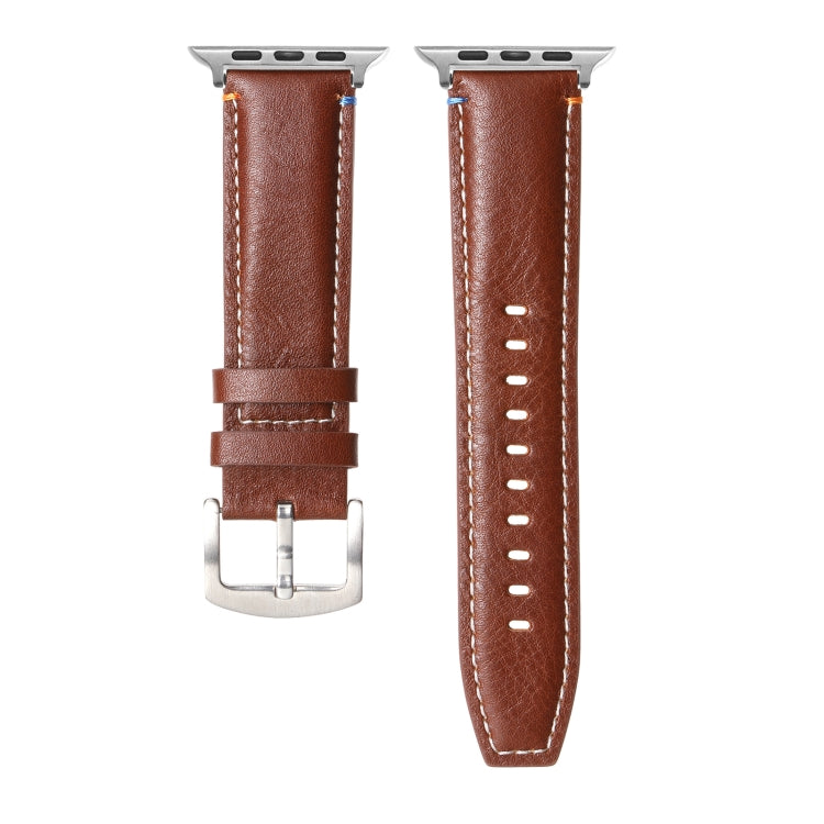 Stitched Genuine Leather Watch Band For Apple Watch 46mm / 49mm / 45mm / 44mm(Pull Up Leather Brown) - Watch Bands by PMC TechLife | Online Shopping South Africa | PMC TechLife | Buy Now Pay Later Mobicred
