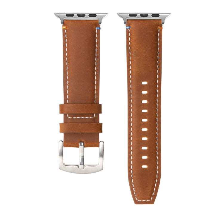 Stitched Genuine Leather Watch Band For Apple Watch 46mm / 49mm / 45mm / 44mm(Frosted Brown) - Watch Bands by PMC TechLife | Online Shopping South Africa | PMC TechLife | Buy Now Pay Later Mobicred