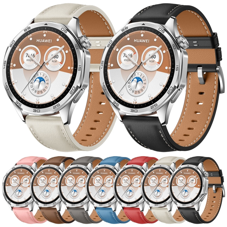For Huawei Watch GT 5 46mm Silver Buckle Genuine Leather Watch Band(Black) - free shipping - PMC TechLife - Order now!