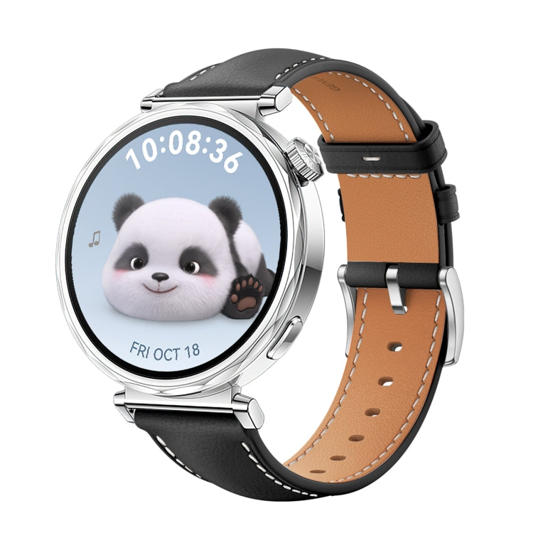 For Huawei Watch GT 5 41mm Women Silver Buckle Genuine Leather Watch Band(Black) - free shipping - PMC TechLife - Order now!