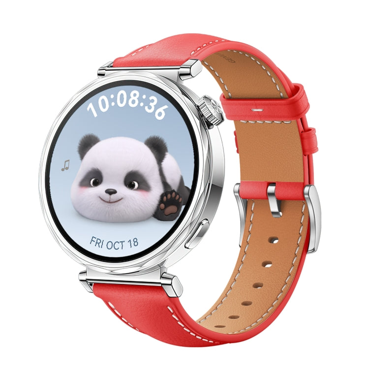 For Huawei Watch GT 5 41mm Women Silver Buckle Genuine Leather Watch Band(Red) - free shipping - PMC TechLife - Order now!