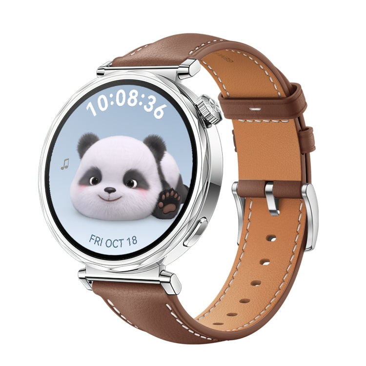 For Huawei Watch GT 5 41mm Women Silver Buckle Genuine Leather Watch Band(Brown) - free shipping - PMC TechLife - Order now!