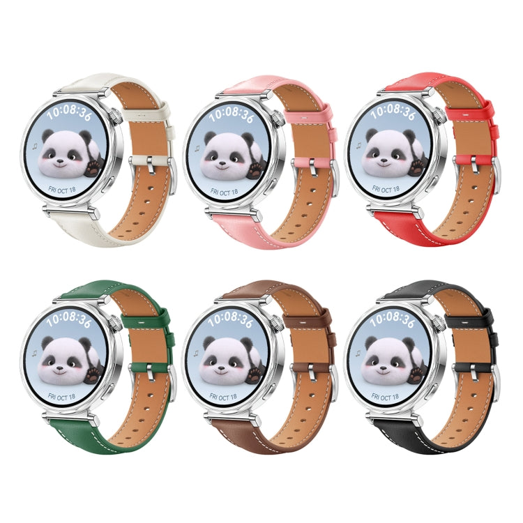 For Huawei Watch GT 5 41mm Women Silver Buckle Genuine Leather Watch Band(Green) - free shipping - PMC TechLife - Order now!