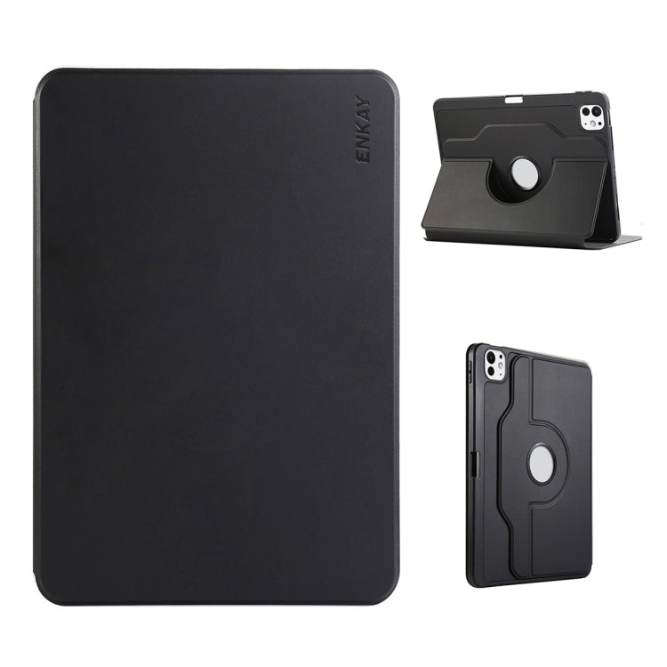 For iPad Pro 11 2024 ENKAY 360 Rotation TPU Leather Smart Tablet Case with Pen Slot(Black) - free shipping - PMc TechLife - Order now!