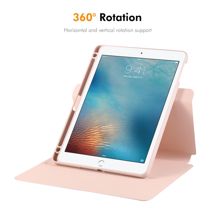 For iPad Air / Air 2 / 9.7 2017 / 2018 ENKAY 360 Rotation TPU Leather Smart Tablet Case with Pen Slot(Pink) - free shipping - PMc TechLife - Order now!