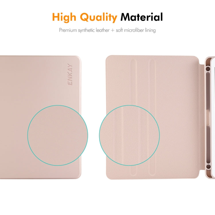 For iPad Air / Air 2 / 9.7 2017 / 2018 ENKAY 360 Rotation TPU Leather Smart Tablet Case with Pen Slot(Pink) - free shipping - PMc TechLife - Order now!