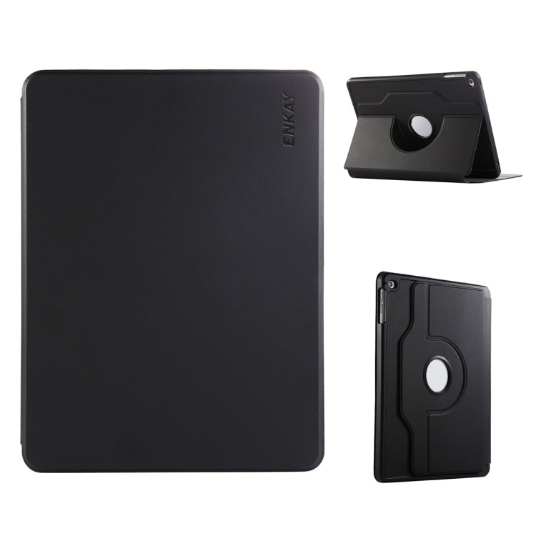 For iPad Air / Air 2 / 9.7 2017 / 2018 ENKAY 360 Rotation TPU Leather Smart Tablet Case with Pen Slot(Black) - free shipping - PMc TechLife - Order now!