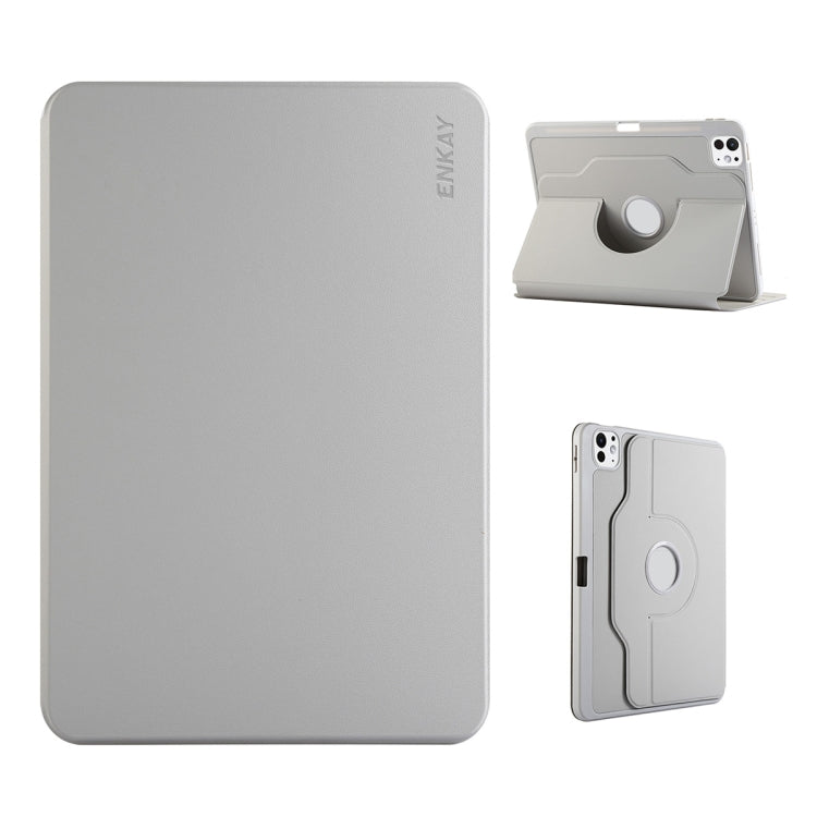 For iPad Pro 11 2022 / 2021 / 2020 ENKAY 360 Rotation TPU Leather Smart Tablet Case with Pen Slot(Grey) - free shipping - PMc TechLife - Order now!