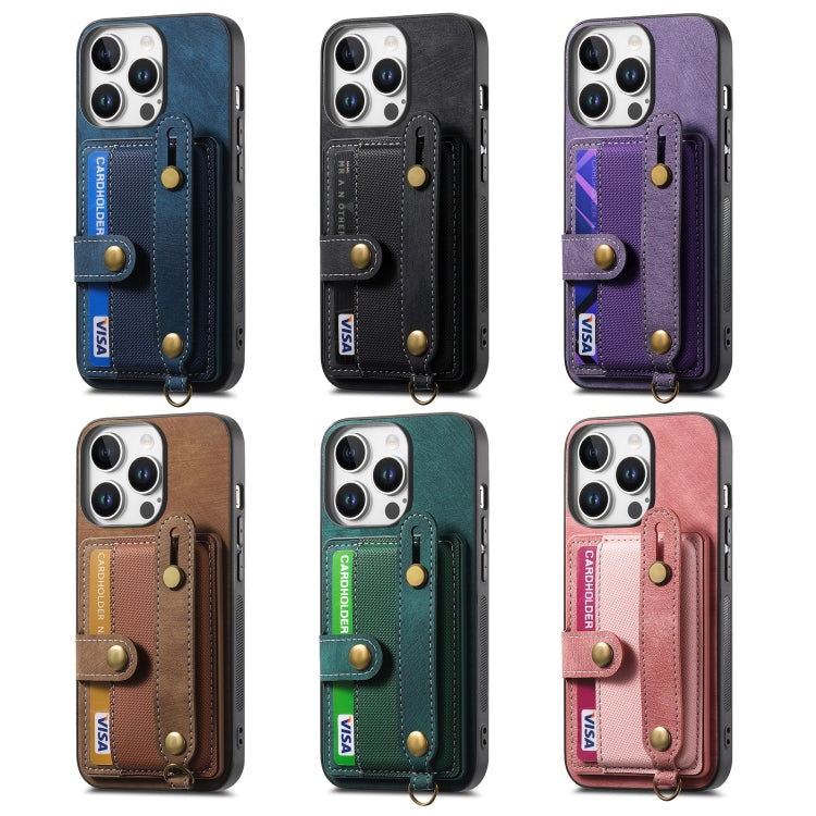For iPhone 16e Retro Cross Wristband Wallet Leather Back Phone Case(Pink) - iPhone 16e Cases by PMC TechLife | Online Shopping South Africa | PMC TechLife | Buy Now Pay Later Mobicred