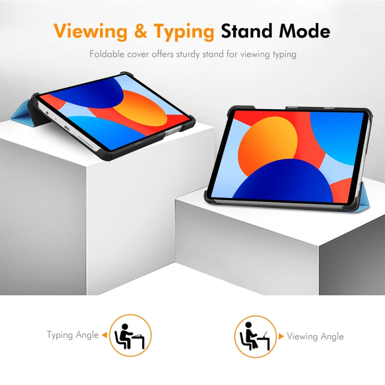 For Redmi Pad SE 4G 8.7 ENKAY Tri-fold Custer Texture Leather Smart Tablet Case(Red) - free shipping - PMc TechLife - Order now!