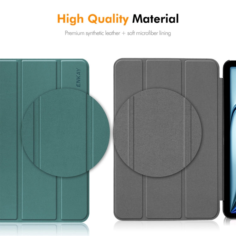 For OnePlus Pad 2 / Pad Pro 12.1 ENKAY Tri-fold Custer Texture Platic Leather Smart Tablet Case(Black) - free shipping - PMC TechLife - Order now!