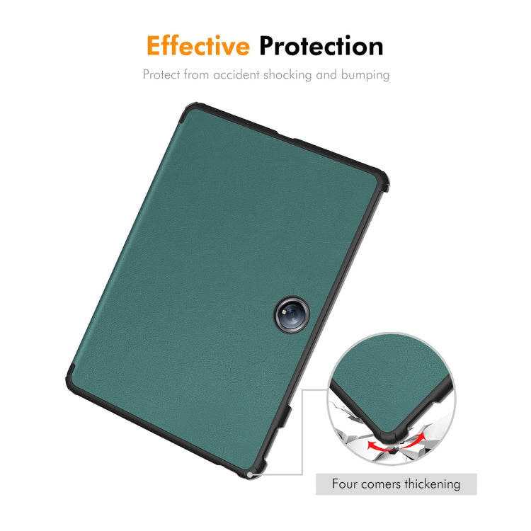 For OnePlus Pad 2 / Pad Pro 12.1 ENKAY Tri-fold Custer Texture Platic Leather Smart Tablet Case(Dark Green) - free shipping - PMC TechLife - Order now!