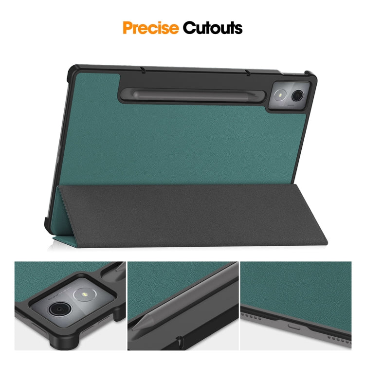 For Lenovo Xiaoxin Pad Pro 12.7 2025 ENKAY Tri-fold Custer Texture Platic Leather Smart Tablet Case(Grey) - free shipping - PMC TechLife - Order now!