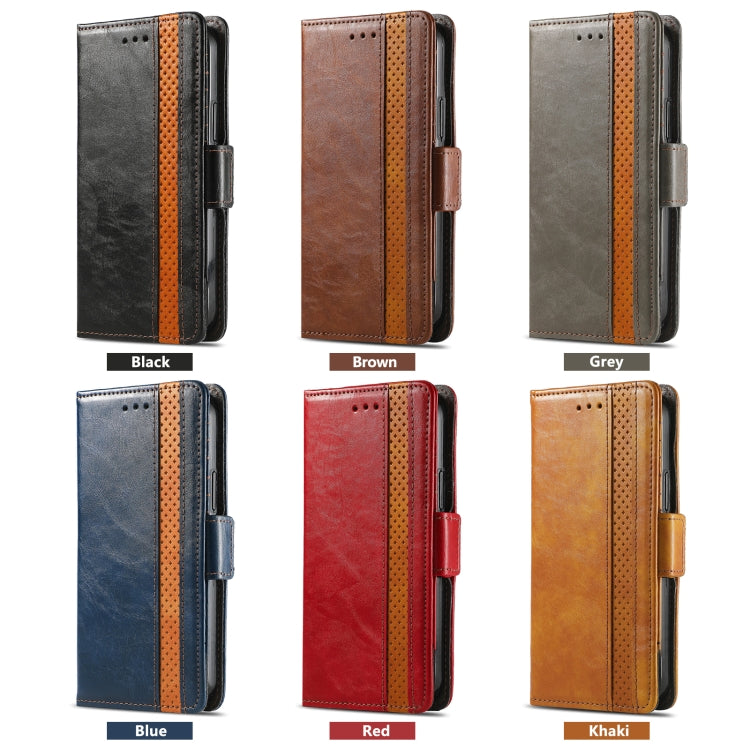 For iPhone 16e CaseNeo Splicing Dual Magnetic Buckle Leather Phone Case(Red) - iPhone 16e Cases by PMC TechLife | Online Shopping South Africa | PMC TechLife | Buy Now Pay Later Mobicred