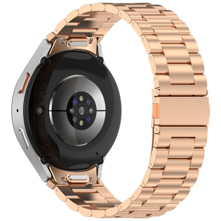 For Samsung Galaxy Watch 7 40 / 44mm Three Beads Button Quick Release Metal Watch Band(Rose Gold) - free shipping - PMC TechLife - Order now!