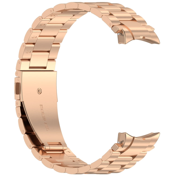 For Samsung Galaxy Watch 7 40 / 44mm Three Beads Button Quick Release Metal Watch Band(Rose Gold) - free shipping - PMC TechLife - Order now!