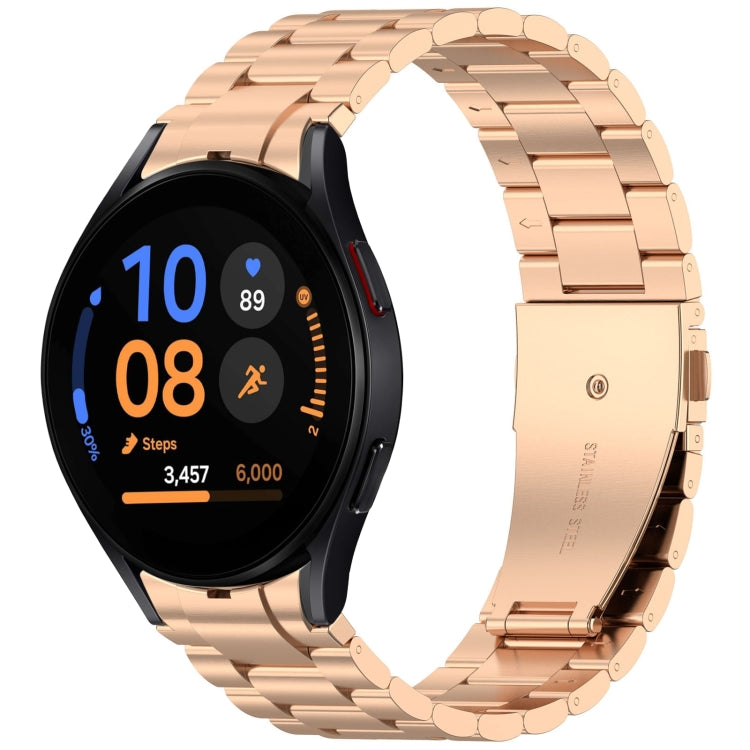 For Samsung Galaxy Watch FE 40mm Three Beads Button Quick Release Metal Watch Band(Rose Gold) - free shipping - PMC TechLife - Order now!