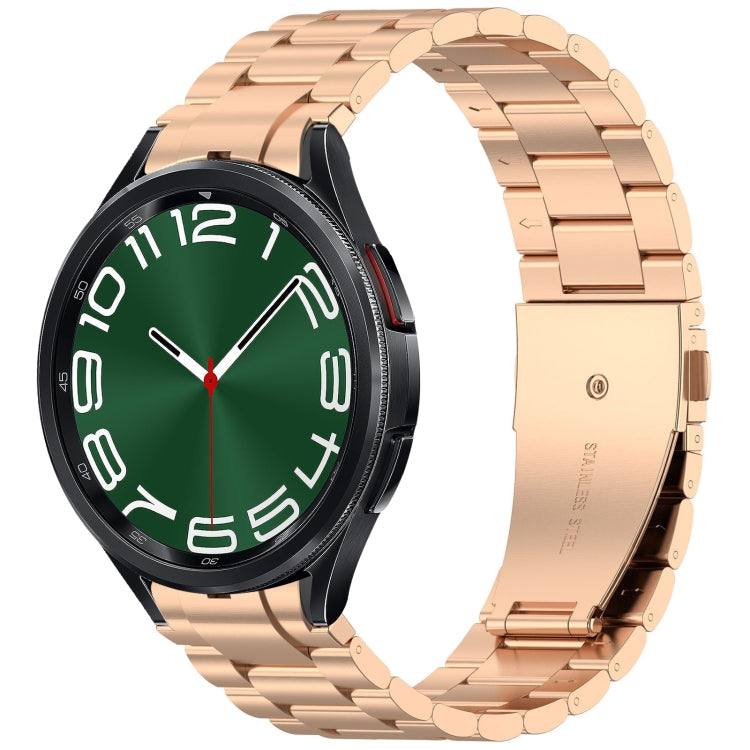 For Samsung Galaxy Watch 6 Classic 43 / 47mm Three Beads Button Quick Release Metal Watch Band(Rose Gold) - free shipping - PMC TechLife - Order now!
