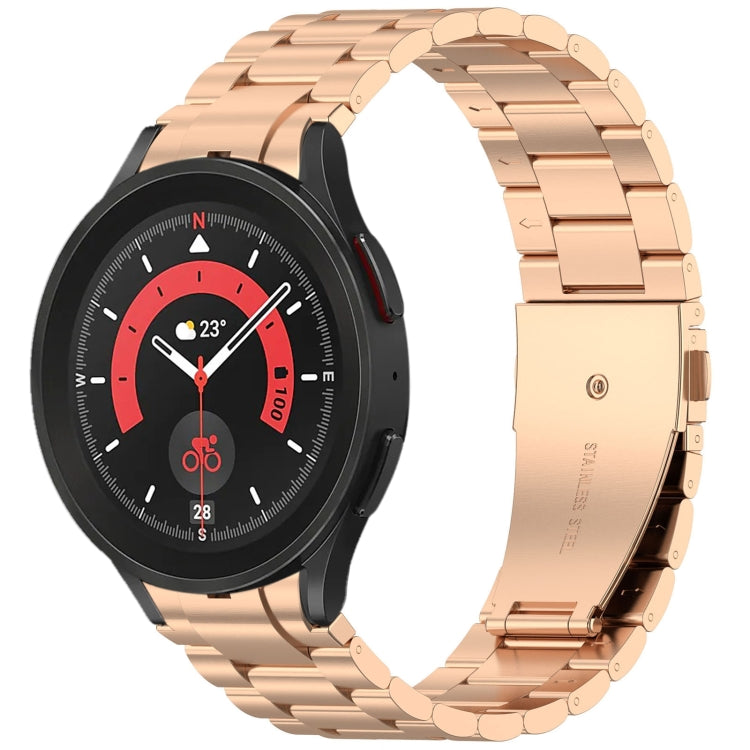 For Samsung Galaxy Watch 5 Pro Three Beads Button Quick Release Metal Watch Band(Rose Gold) - free shipping - PMC TechLife - Order now!