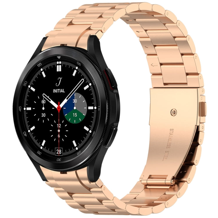 For Samsung Galaxy Watch4 Classic 42 / 46mm Three Beads Button Quick Release Metal Watch Band(Rose Gold) - free shipping - PMC TechLife - Order now!