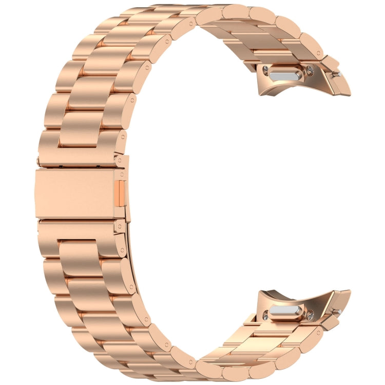For Samsung Galaxy Watch4 Classic 42 / 46mm Three Beads Button Quick Release Metal Watch Band(Rose Gold) - free shipping - PMC TechLife - Order now!