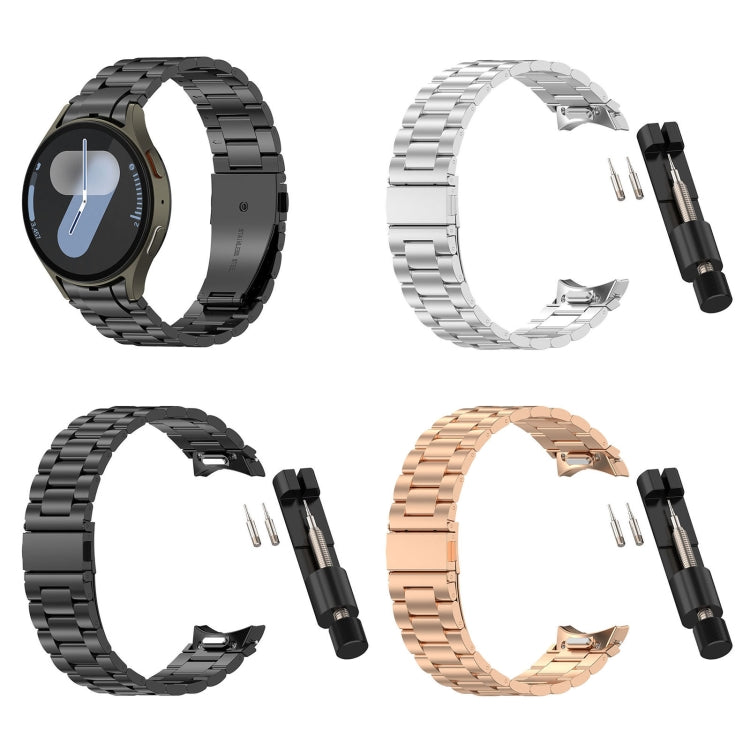 For Samsung Galaxy Watch 4 40 / 44mm Three Beads Button Quick Release Metal Watch Band(Rose Gold) - free shipping - PMC TechLife - Order now!