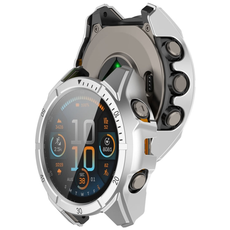For Garmin Fenix 8 AMOLED 51mm Tempered Glass Film Integrated PC Watch Case(Silver Black) - free shipping - PMC TechLife - Order now!