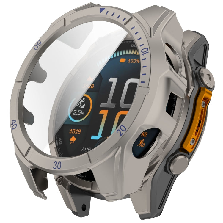 For Garmin Fenix 8 AMOLED 47mm Tempered Glass Film Integrated PC Watch Case(Titanium Blue) - free shipping - PMC TechLife - Order now!