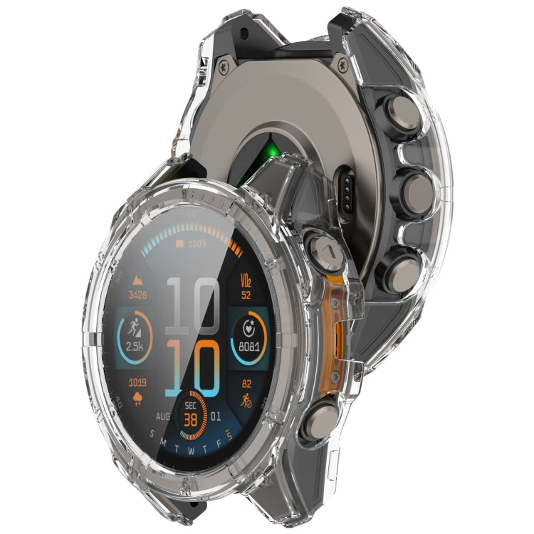 For Garmin Fenix 8 AMOLED 47mm Tempered Glass Film Integrated PC Watch Case(Transparent) - free shipping - PMC TechLife - Order now!