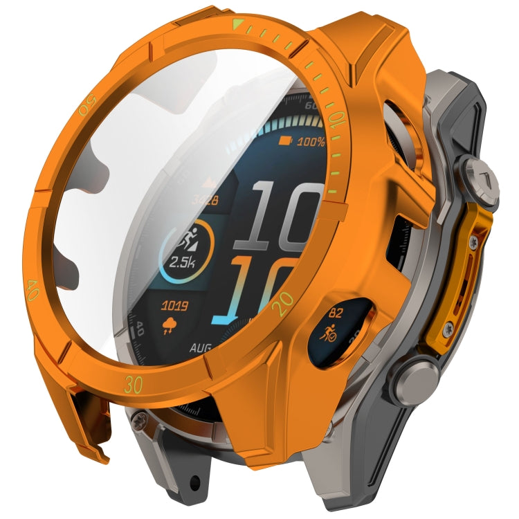 For Garmin Fenix 8 AMOLED 43mm Tempered Glass Film Integrated PC Watch Case(Orange Green) - free shipping - PMC TechLife - Order now!