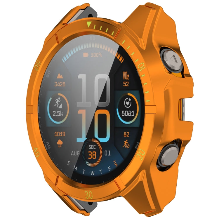 For Garmin Fenix 8 AMOLED 43mm Tempered Glass Film Integrated PC Watch Case(Orange Green) - free shipping - PMC TechLife - Order now!