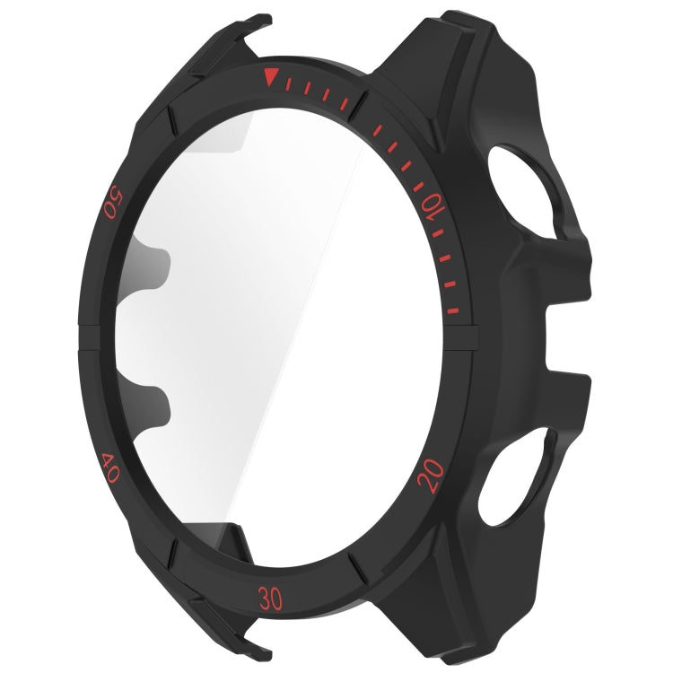 For Garmin Fenix 8 AMOLED 43mm Tempered Glass Film Integrated PC Watch Case(Black Red) - free shipping - PMC TechLife - Order now!