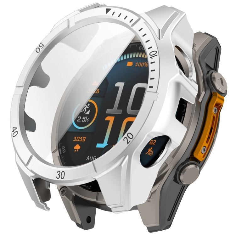 For Garmin Fenix 8 AMOLED 43mm Tempered Glass Film Integrated PC Watch Case(Silver Black) - free shipping - PMC TechLife - Order now!