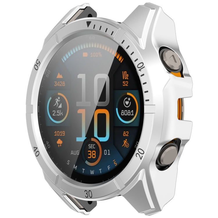 For Garmin Fenix 8 AMOLED 43mm Tempered Glass Film Integrated PC Watch Case(Silver Black) - free shipping - PMC TechLife - Order now!