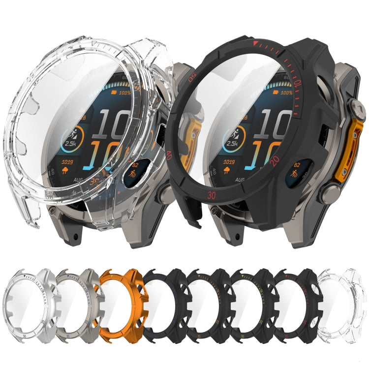 For Garmin Fenix 8 AMOLED 43mm Tempered Glass Film Integrated PC Watch Case(Orange Green) - free shipping - PMC TechLife - Order now!